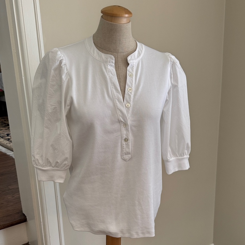 Veronica Beard White Button-Front Blouse
